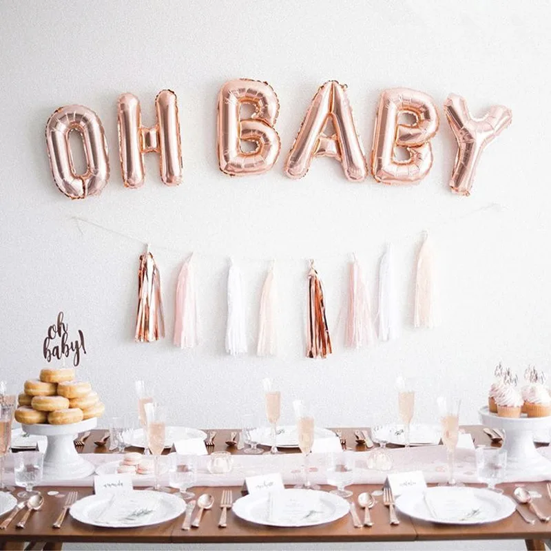 6pcs Rose Gold OH BABY Foil Balloons Gender Reveal Baby Shower Mylar Lettered Ballons Birthday Party Decoration Kids Toy Globos
6pcs Rose Gold OH BABY Foil Balloons Gender Reveal Baby Shower Mylar Lettered Ballons Birthday Party Decoration Kids Toy Globos