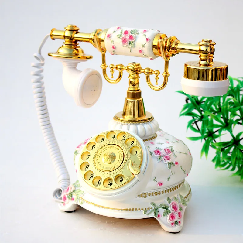

European antique landline rotary dial retro cute fashion telephone Decoration home art rustic phone backlit household