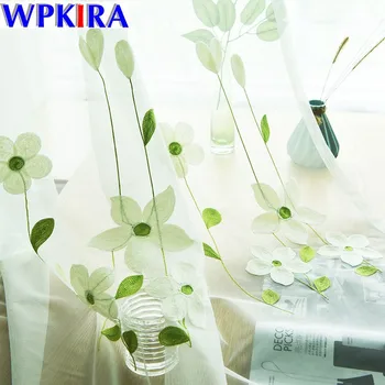White curtains with green leaves For Living room style Voile Sheer Window Curtain for bedroom Green Floral Voile WP152-30
White curtains with green leaves For Living room style Voile Sheer Window Curtain for bedroom Green Floral Voile WP152-30