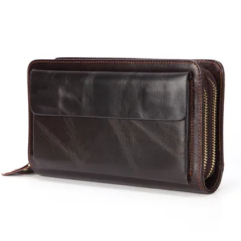 AliExpress - 6SALE: Business Genuine Leather Clutch Wallet Men Long Leather Phone Bag Purse Male Large Size Handy Coin Wallet Card Holder Money Bag