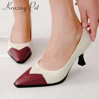 Krazing Pot genuine leather classic retro square toe mixed colors high heels dress pumps European style office lady shoes L07
Krazing Pot genuine leather classic retro square toe mixed colors high heels dress pumps European style office lady shoes L07