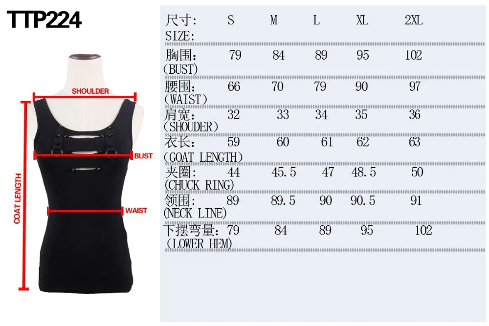 TTP224 size chart