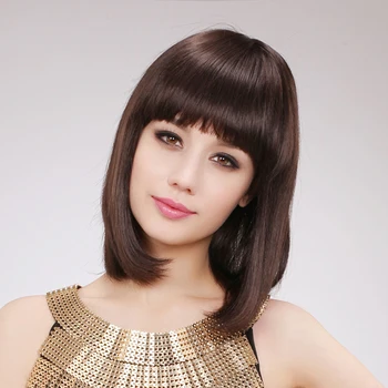BLONDE UNICORN 12 Inch Women Synthetic Bob Wig With Flat Bangs Straight Hair Dark Brown Shoulder Length Full Wig for White Women
BLONDE UNICORN 12 Inch Women Synthetic Bob Wig With Flat Bangs Straight Hair Dark Brown Shoulder Length Full Wig for White Women