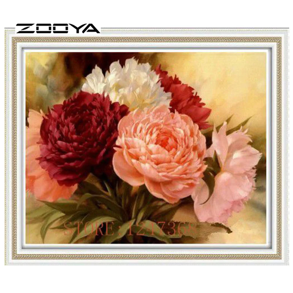ZOOYA Алмазная вышивка крестиком пион Красочные цветы Пионы DIY набор мозаика стразы