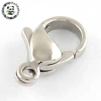 Polished 316 Stainless Steel Lobster Claw Clasps, Stainless Steel Color, 12x7x3.5mm, Hole: 1mm F60 
Polished 316 Stainless Steel Lobster Claw Clasps, Stainless Steel Color, 12x7x3.5mm, Hole: 1mm F60