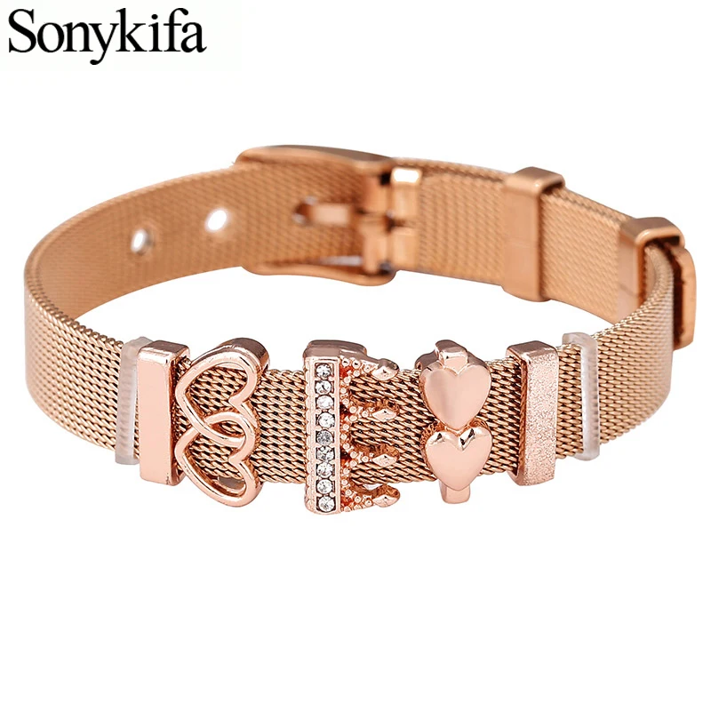 Sonykifa 2019 Rose Gold Color Stainless Steel Mesh Charm Bracelet Love Lock Pandora Bracelet Bangle for Woman Statement Jewelry
Sonykifa 2019 Rose Gold Color Stainless Steel Mesh Charm Bracelet Love Lock Pandora Bracelet Bangle for Woman Statement Jewelry
