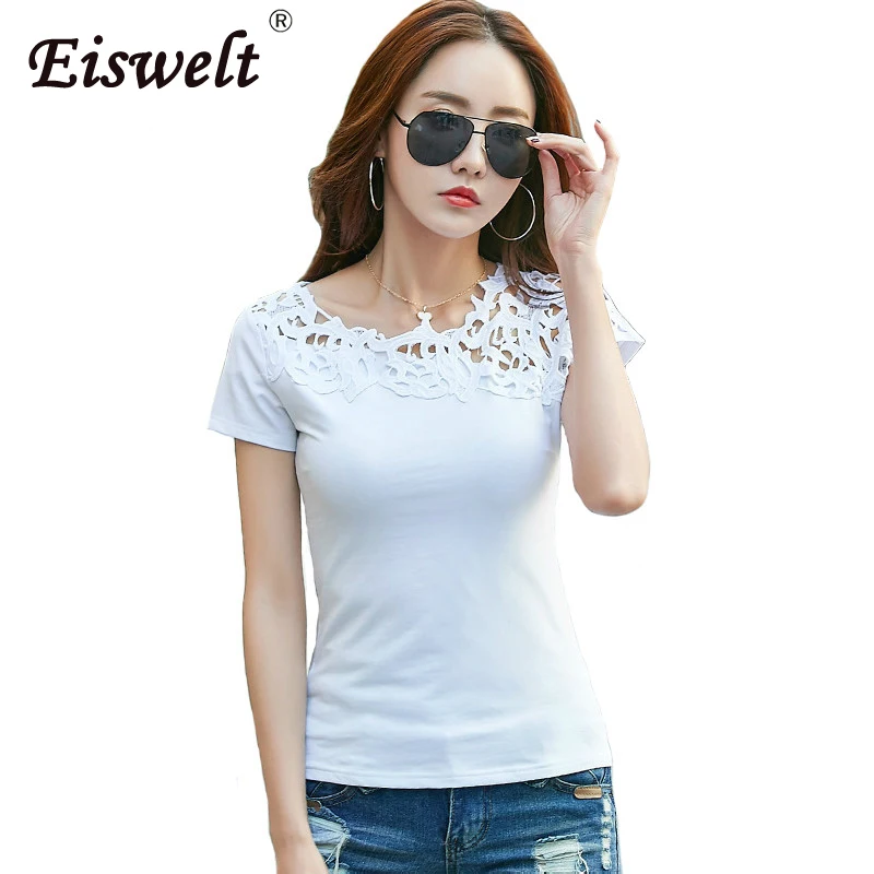 EISWELT 2018 Fashion Lace Hollow Out Patchwork Female T-shirt Summer Slim All-match Bottoming Shirt Casual Ladies Tops Tees
EISWELT 2018 Fashion Lace Hollow Out Patchwork Female T-shirt Summer Slim All-match Bottoming Shirt Casual Ladies Tops Tees