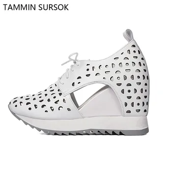 Fashion Genuine Leather Height Increasing Hollow Breathable Women Lace-up Thick-soled Casual Wedges High Heel Shoes
Fashion Genuine Leather Height Increasing Hollow Breathable Women Lace-up Thick-soled Casual Wedges High Heel Shoes