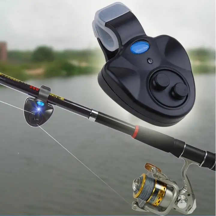 

Outdoor Electronic Automatic Fish Alarm Light Boat Maritime Ringer Bite LED Fishing Rod Clip Black with AG13 lr44 Battery