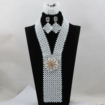Charms White Arabic Indian Bridal Beads Crystal Jewelry Set Nigerian Beaded Pendant Necklace Set for Lady Free Shipping WA740
Charms White Arabic Indian Bridal Beads Crystal Jewelry Set Nigerian Beaded Pendant Necklace Set for Lady Free Shipping WA740
