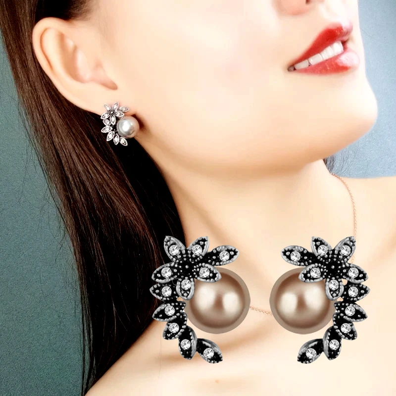 SINLEERY Hot Fashion Gray White Pearl Earrings Stud Antique Silver Color Zircon Leaf Shape Jewelry For Women Girl Es525 SSC
SINLEERY Hot Fashion Gray White Pearl Earrings Stud Antique Silver Color Zircon Leaf Shape Jewelry For Women Girl Es525 SSC