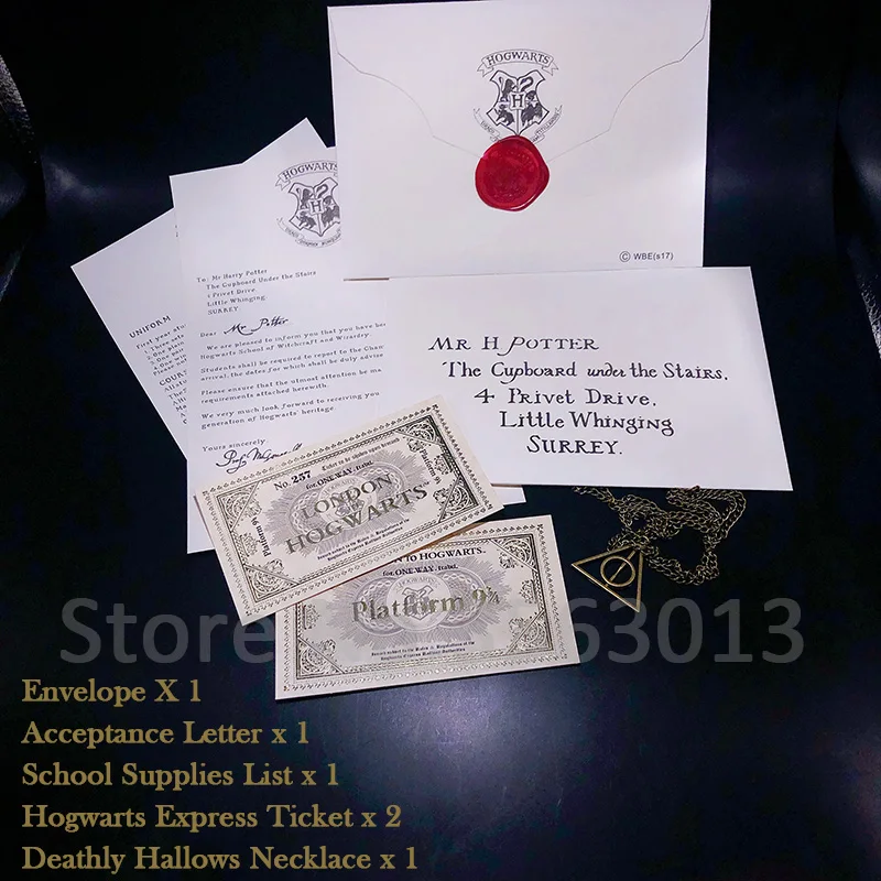 Harry's Letter Set Hogwart Acceptance Harry Necklace Hogwart Express Train Tickets Six Pieces Suit Set
Harry's Letter Set Hogwart Acceptance Harry Necklace Hogwart Express Train Tickets Six Pieces Suit Set