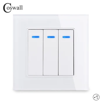 Coswall Luxury Crystal Tempered Glass Panel 3 Gang 2 Way Light Switch On / Off Wall Switch With LED Indicator 16A AC 250V
Coswall Luxury Crystal Tempered Glass Panel 3 Gang 2 Way Light Switch On / Off Wall Switch With LED Indicator 16A AC 250V