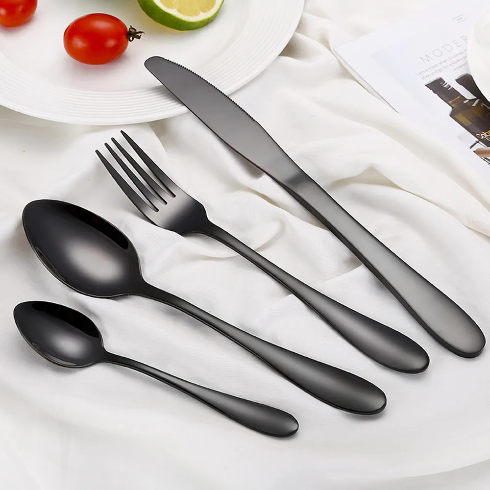 4PCS Set Stainless Steel Upscale Dinnerware Flatware Cutlery Fork Spoon Teaspoo Black kitchen knife sets 2019 hot sale
4PCS Set Stainless Steel Upscale Dinnerware Flatware Cutlery Fork Spoon Teaspoo Black kitchen knife sets 2019 hot sale