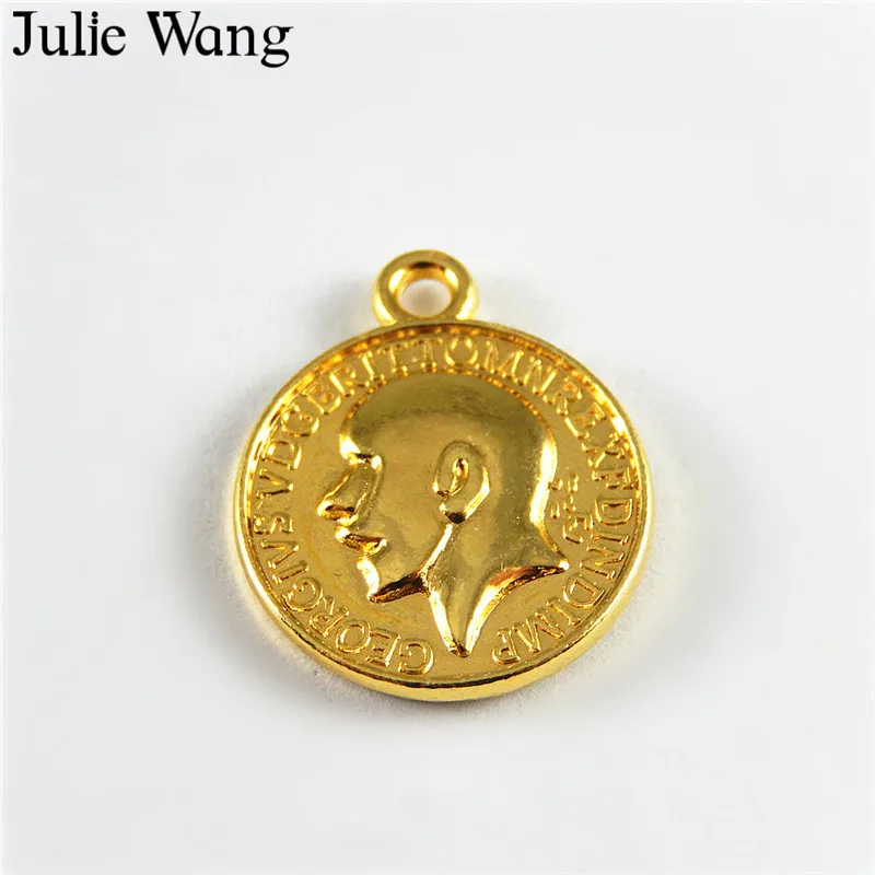 Julie Wang 10 шт. имитация грузива золотые монеты Сплав Подвески DIY браслет ожерелье