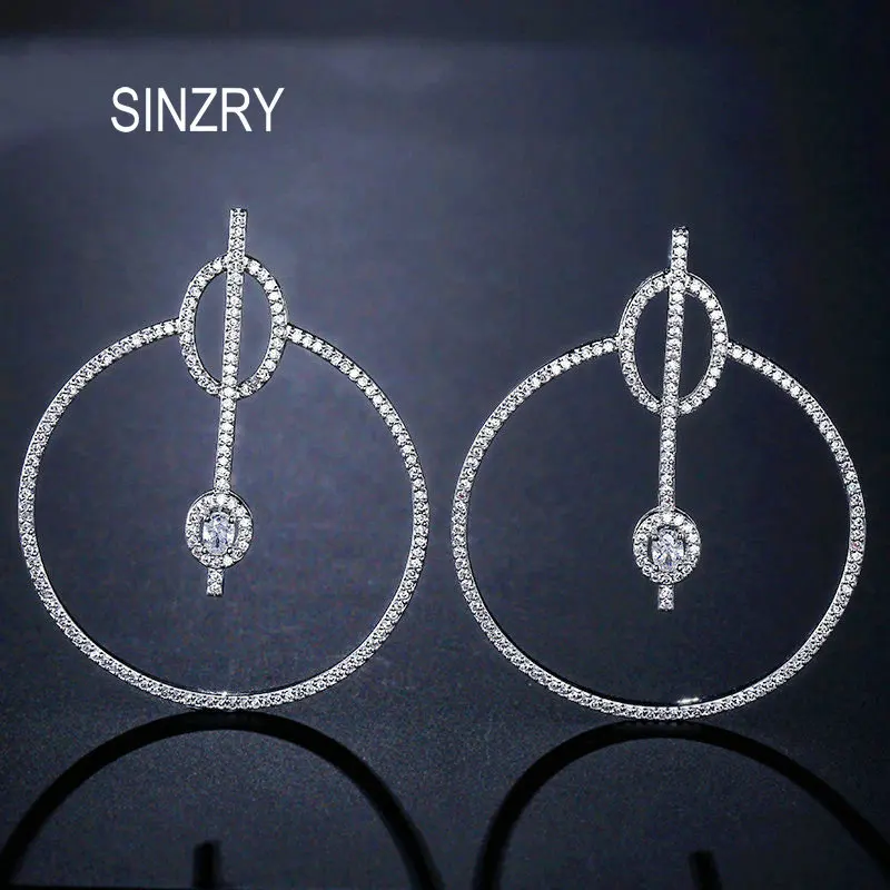 SINZRY Micro Pave Cubic Zirconia Big Round Circle Stud Earrings White Color exaggerated CZ Fashion Earrings Jewelry For Women
SINZRY Micro Pave Cubic Zirconia Big Round Circle Stud Earrings White Color exaggerated CZ Fashion Earrings Jewelry For Women