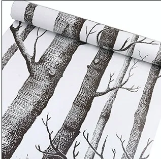 Черный белый дерево обои для спальни гостиной рулон бумаги Размер леса Papel де Parede