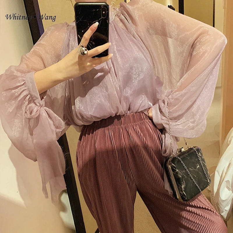 WHITNEY WANG Blouses Woman 2019 Autumn Fashion Streetwear Lantern Sleeve Back Bow Chiffon Blouse Women Blusas Shirt Tops
WHITNEY WANG Blouses Woman 2019 Autumn Fashion Streetwear Lantern Sleeve Back Bow Chiffon Blouse Women Blusas Shirt Tops