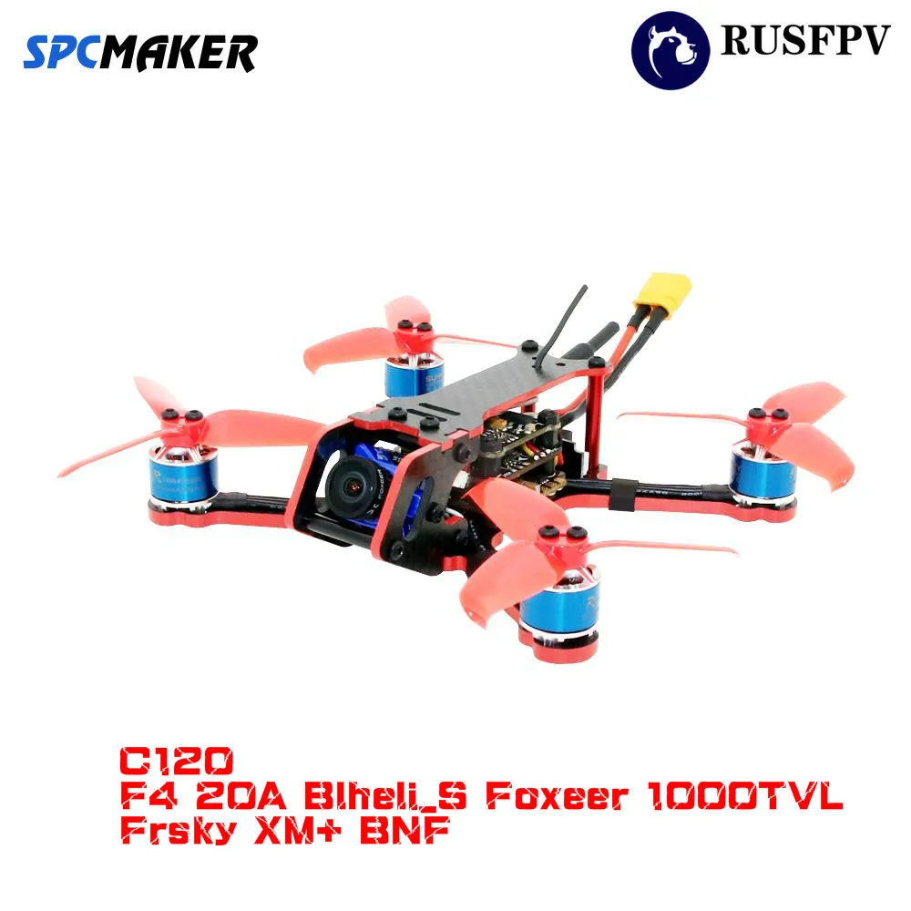 

SPCMAKER C120 FPV Racing Drone Omnibus F4 20A Blheli_S ESC Foxeer 1000TVL Camera 5.8G 40CH VTX Frsky XM+ BNF