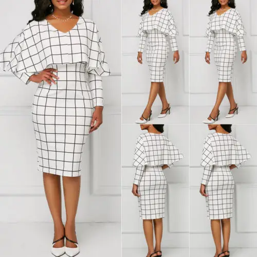 HIRIGIN Newest Women Lady Elegant Flounce Flared Sleeve pencil Dress Party Evening Knee Length Formal Ruffles Plaid Dresses
HIRIGIN Newest Women Lady Elegant Flounce Flared Sleeve pencil Dress Party Evening Knee Length Formal Ruffles Plaid Dresses