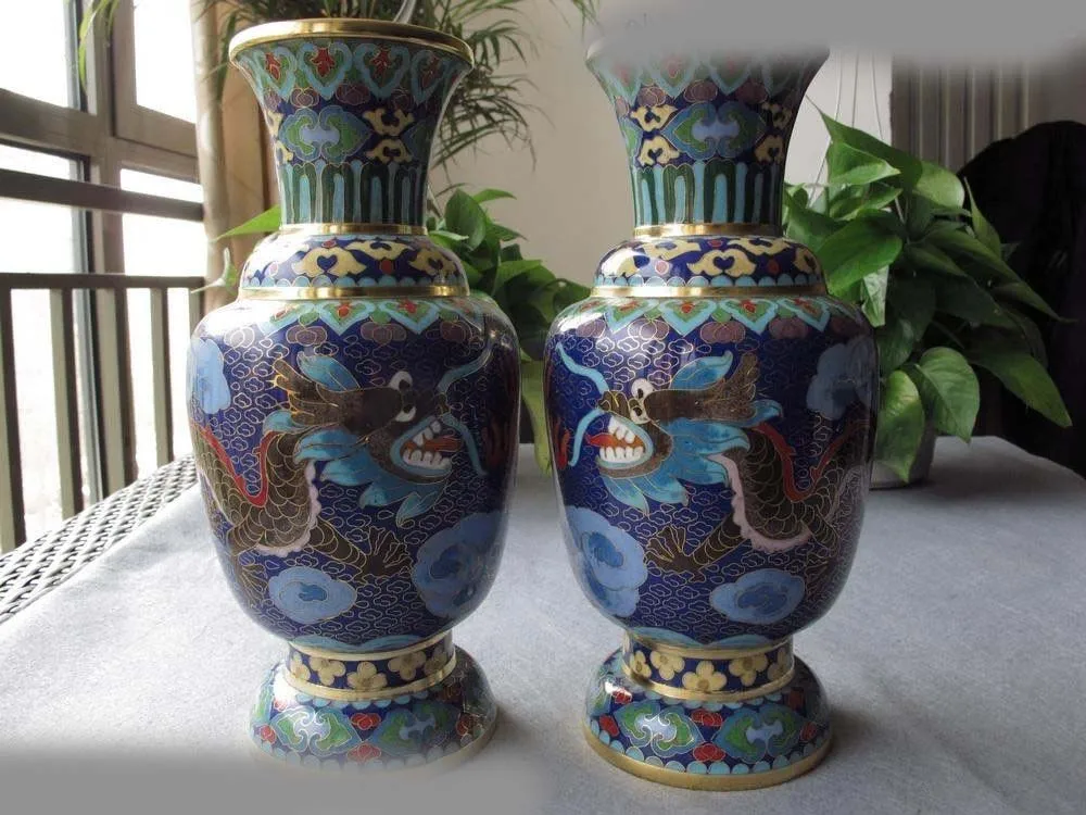 Chinese Royal palace Copper cloisonne enamel Dragon & phoenix Aquarius Pot Vase
Chinese Royal palace Copper cloisonne enamel Dragon & phoenix Aquarius Pot Vase