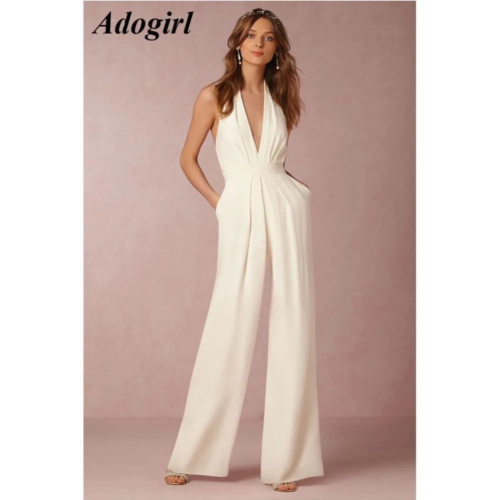Adogirl Sexy V Neck Pleat Backless Jumpsuit Women Elegant Sleeveless With Pockets Jumpsuit Evening Party Wide Leg Pants Overalls
Adogirl Sexy V Neck Pleat Backless Jumpsuit Women Elegant Sleeveless With Pockets Jumpsuit Evening Party Wide Leg Pants Overalls
