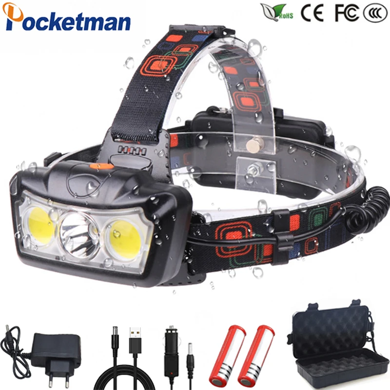 30000LM LED Headlamp T6+COB LED Headlight Head Lamp Flashlight Torch Lanterna head light Use 2*18650 battery for Camping
30000LM LED Headlamp T6+COB LED Headlight Head Lamp Flashlight Torch Lanterna head light Use 2*18650 battery for Camping