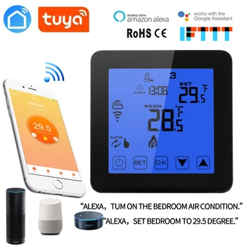 Google home Alexa WiFi temperature controller LCD touch screen backlight water 3A/ electric floor heating 16A smart home shojzj
Google home Alexa WiFi temperature controller LCD touch screen backlight water 3A/ electric floor heating 16A smart home shojzj