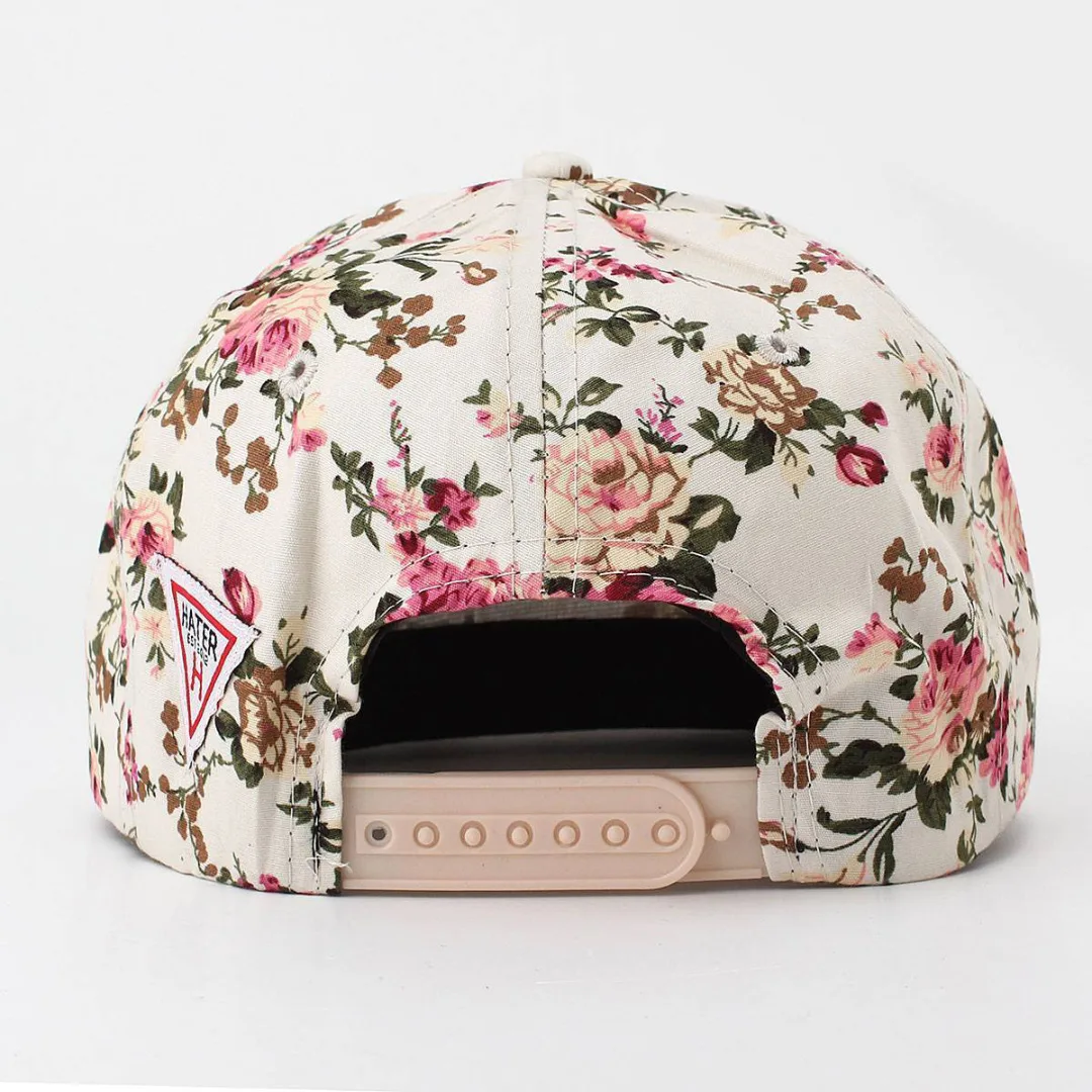 NaroFace Women Floral Flower Print Snapback Hip-Hop Hat Flat Adjustable Cotton Baseball Caps Sun Hats 4Colors