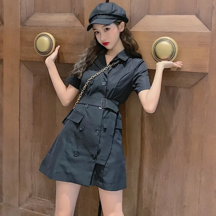 summer new Harajuku Safari Korean style slim mini-dress fashion Women's clothing notched button sashes pockets dresses female
summer new Harajuku Safari Korean style slim mini-dress fashion Women's clothing notched button sashes pockets dresses female