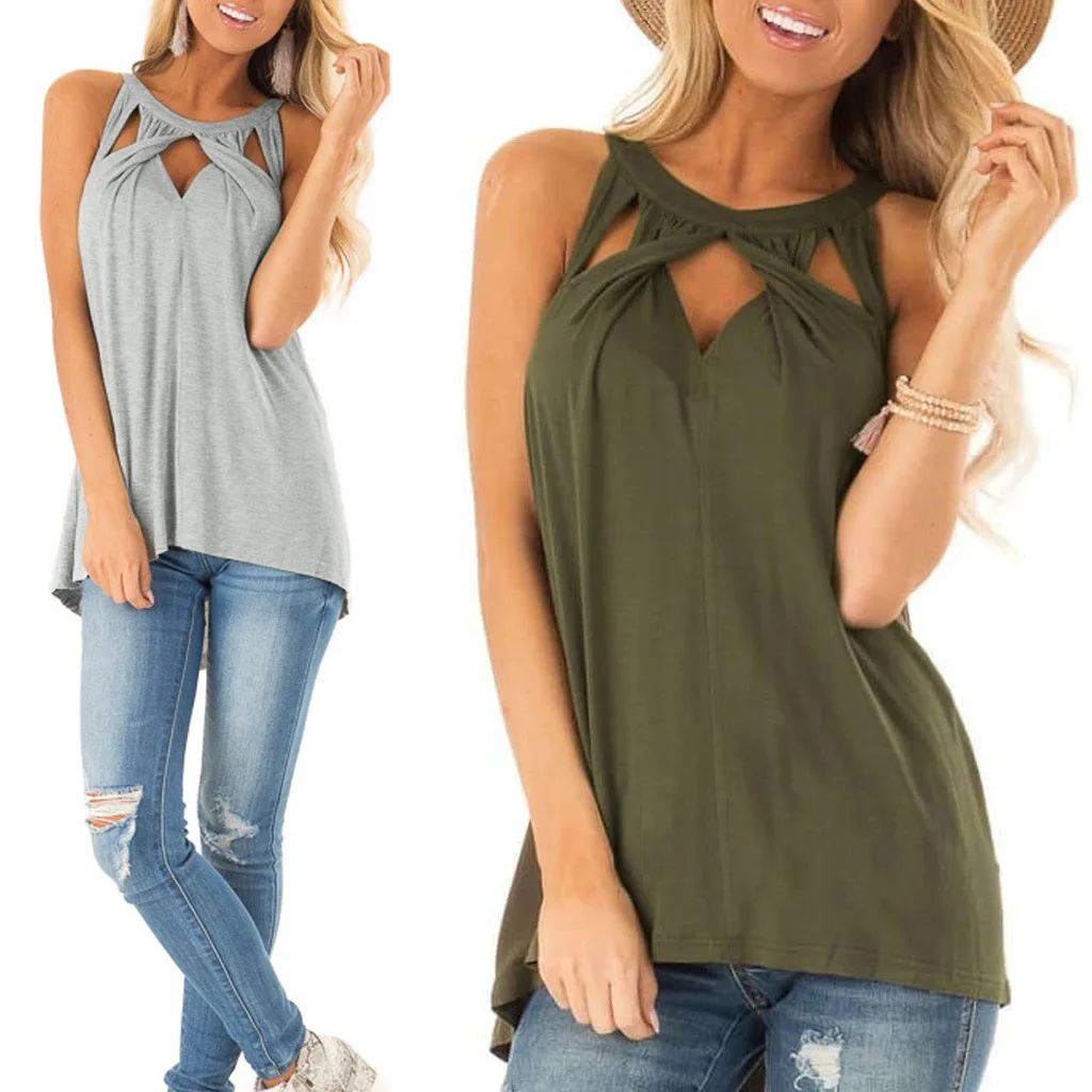 Women Summer T-Shirt Hollow Out Design Sleeveless T-Shirt Fashion Solid Color Slim Top Back Button Decor Harajuku Basic T-Shirt
Women Summer T-Shirt Hollow Out Design Sleeveless T-Shirt Fashion Solid Color Slim Top Back Button Decor Harajuku Basic T-Shirt