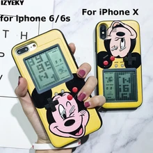 Mickey Minnie phone Case For Apple iPhone 6 6s 7 7plus 8 8plus X Retro Tetris cover Play Tetris Gameboy Donald Duck Cover coque(China)