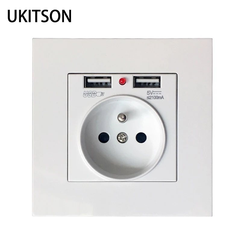 White PC Face Panel France European 16A Electric Wall Outlet AC250V With USB Charger Port For Mobile Phone Tablet PC
White PC Face Panel France European 16A Electric Wall Outlet AC250V With USB Charger Port For Mobile Phone Tablet PC