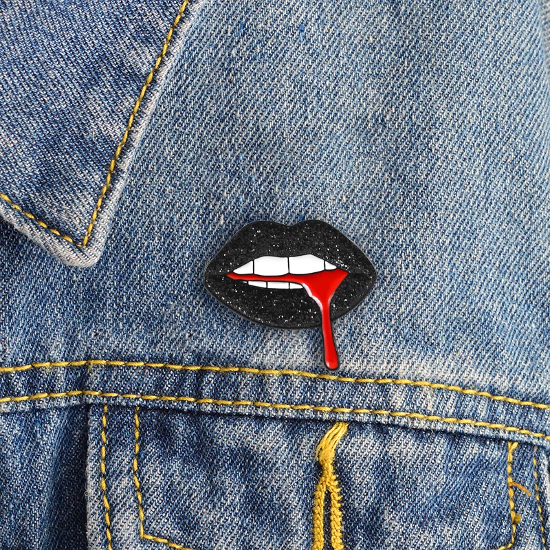 New fashion black crystal lips brooch sexy lips bleeding black lips glazed brooch denim shirt button collar badge girl female je
New fashion black crystal lips brooch sexy lips bleeding black lips glazed brooch denim shirt button collar badge girl female je