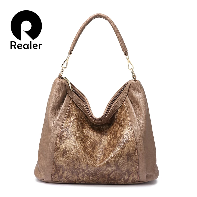 REALER handbags women high quality shoulder bags soft artificial leather large tote bags wide strap ladies hobo Serpentine print
REALER handbags women high quality shoulder bags soft artificial leather large tote bags wide strap ladies hobo Serpentine print