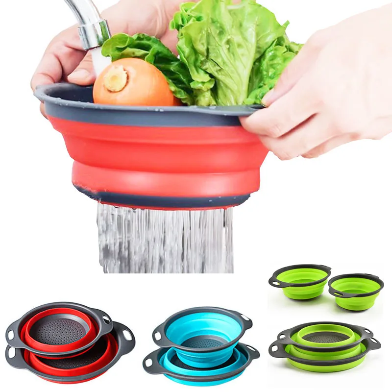 Kitchen Tool Foldable Silicone Colander Fruit Vegetable Washing Basket Strainer Collapsible Drainer With Handle
Kitchen Tool Foldable Silicone Colander Fruit Vegetable Washing Basket Strainer Collapsible Drainer With Handle