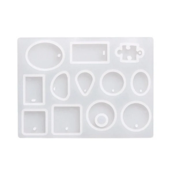 12 Designs Cabochon Silicone Mold Necklace Pendant Resin Jewelry Making Mould DIY Hand Craft