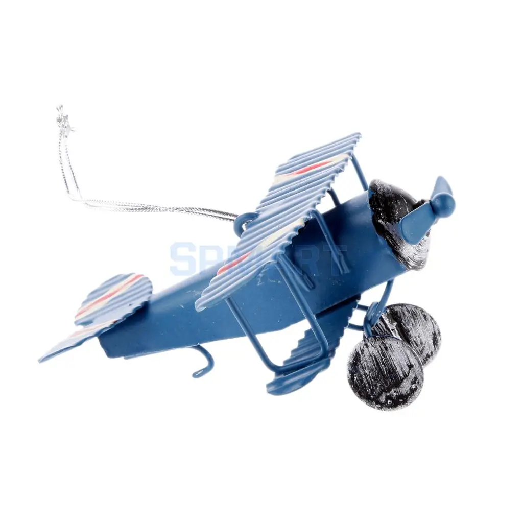 Collectible Metal Aircraft Model Biplane Plane Toy String Hanging Decoration