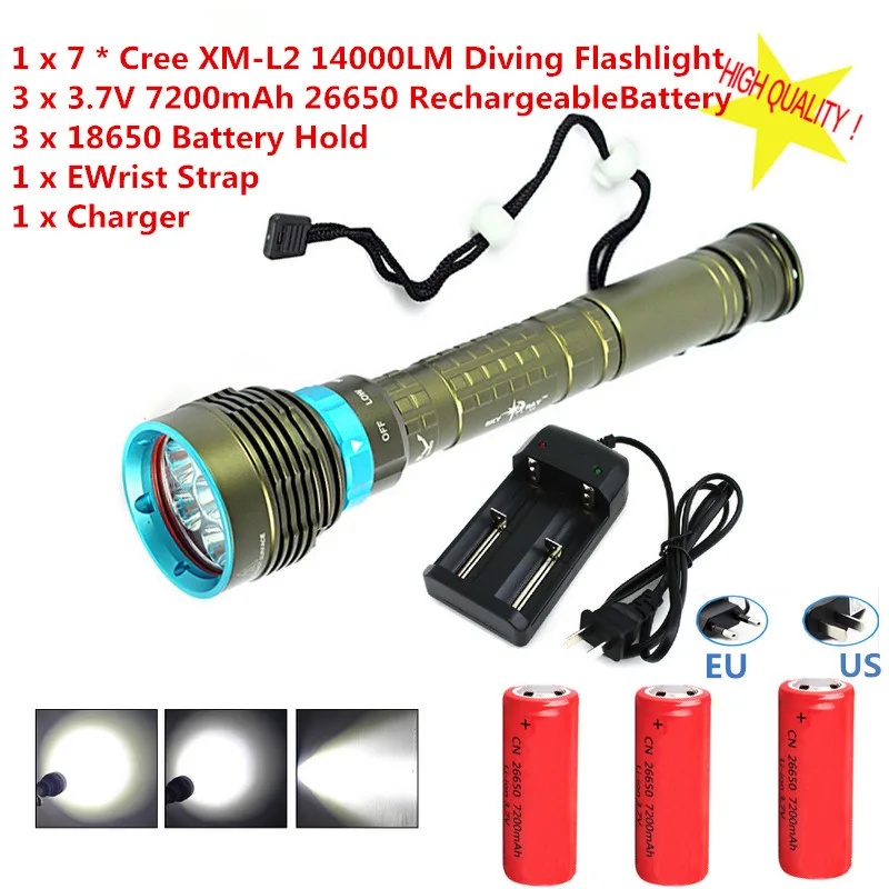 2018 New LED Diving flashlight 7 x XM-L2 14000LM LED Flashlight Underwater 100M Waterproof Lamp Torch
2018 New LED Diving flashlight 7 x XM-L2 14000LM LED Flashlight Underwater 100M Waterproof Lamp Torch