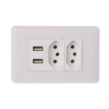OOTDTY Wall Power Brazil Socket 15A Brasil Standard Double Soquete 5V 2100mA Dual USB Charger Port 115mm*75mm AC 110~250V
OOTDTY Wall Power Brazil Socket 15A Brasil Standard Double Soquete 5V 2100mA Dual USB Charger Port 115mm*75mm AC 110~250V