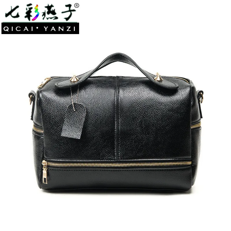 

QICAI.YANZI 2017 Female Big Handbags Portable Bag Totes Women PU Leather Shoulder Bags Lady Western Style Zipper Pillow Bag P511