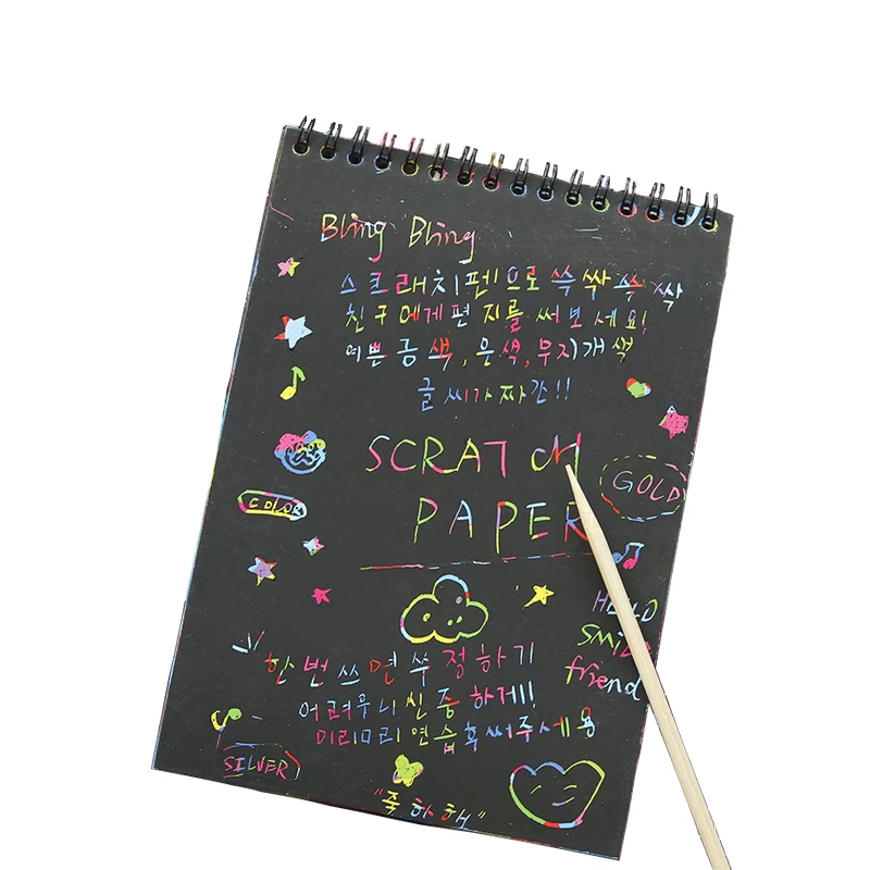 1pcs Korea Creative Mini Scraping Color DIY Coil Graffiti Book with Pens Large and Medium Blank Sketchbook | Канцтовары для офиса