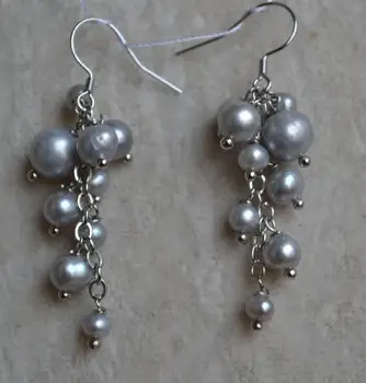 

New Arriver Pearl Earrings,Small Pearl AA 3-8MM Gray Freshwater Pearl Earrings,Silvers Jewelry,Fashion Woman Wedding Gift