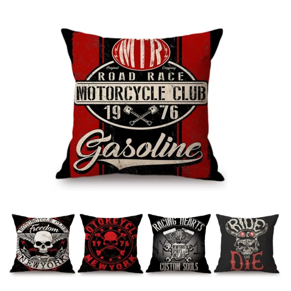 Vintage Motorcycle Club Letter Print Punk Style Pillow Case Retro Motorbike Skull Poster Art Home Decorative Linen Cushion Cover
Vintage Motorcycle Club Letter Print Punk Style Pillow Case Retro Motorbike Skull Poster Art Home Decorative Linen Cushion Cover