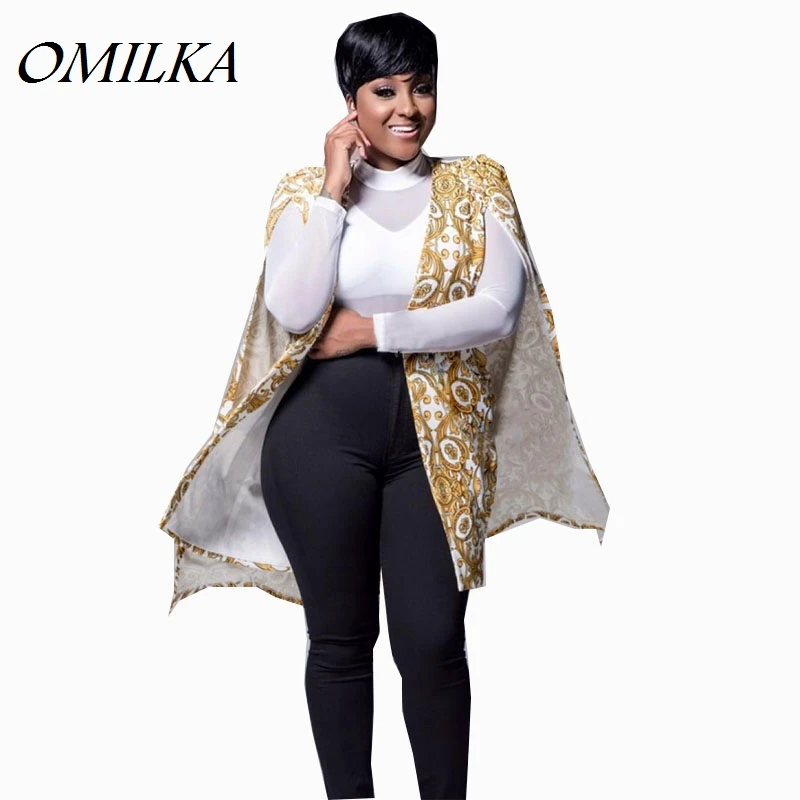 OMILKA Cape Blazer 2017 Women Floral Printed Blazers and Jacket Fashion Long Sleeve ALL EYES ON ME Gold Cape Blazer Workwear
OMILKA Cape Blazer 2017 Women Floral Printed Blazers and Jacket Fashion Long Sleeve ALL EYES ON ME Gold Cape Blazer Workwear