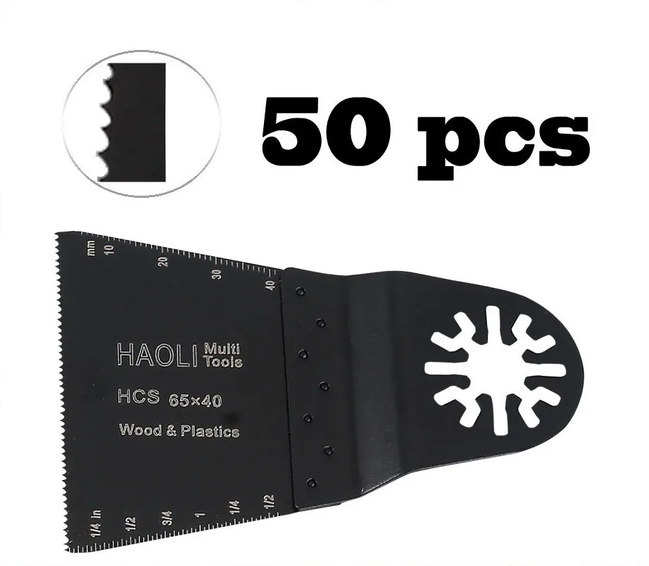 50 pcs 65mm HCS oscillating tool saw blades for power multi tool accessories as Fein multimaster,TCH, Dremel,wood cutting
50 pcs 65mm HCS oscillating tool saw blades for power multi tool accessories as Fein multimaster,TCH, Dremel,wood cutting
