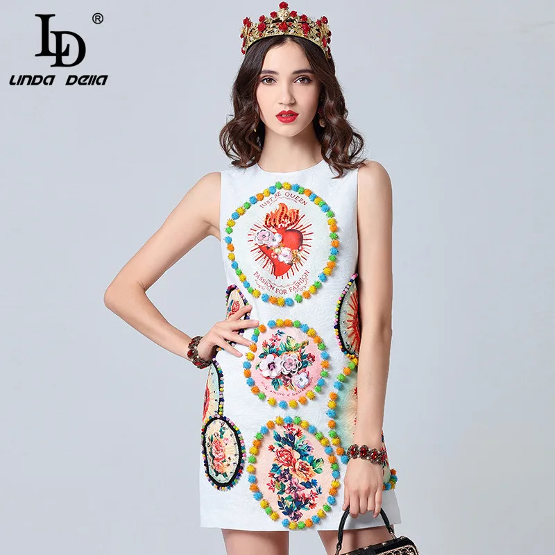 LD LINDA DELLA 2019 Fashion Runway Summer Dress Women's Sleeveless Elegant White Crystal Cequin Floral Print Mini Short Dress
LD LINDA DELLA 2019 Fashion Runway Summer Dress Women's Sleeveless Elegant White Crystal Cequin Floral Print Mini Short Dress