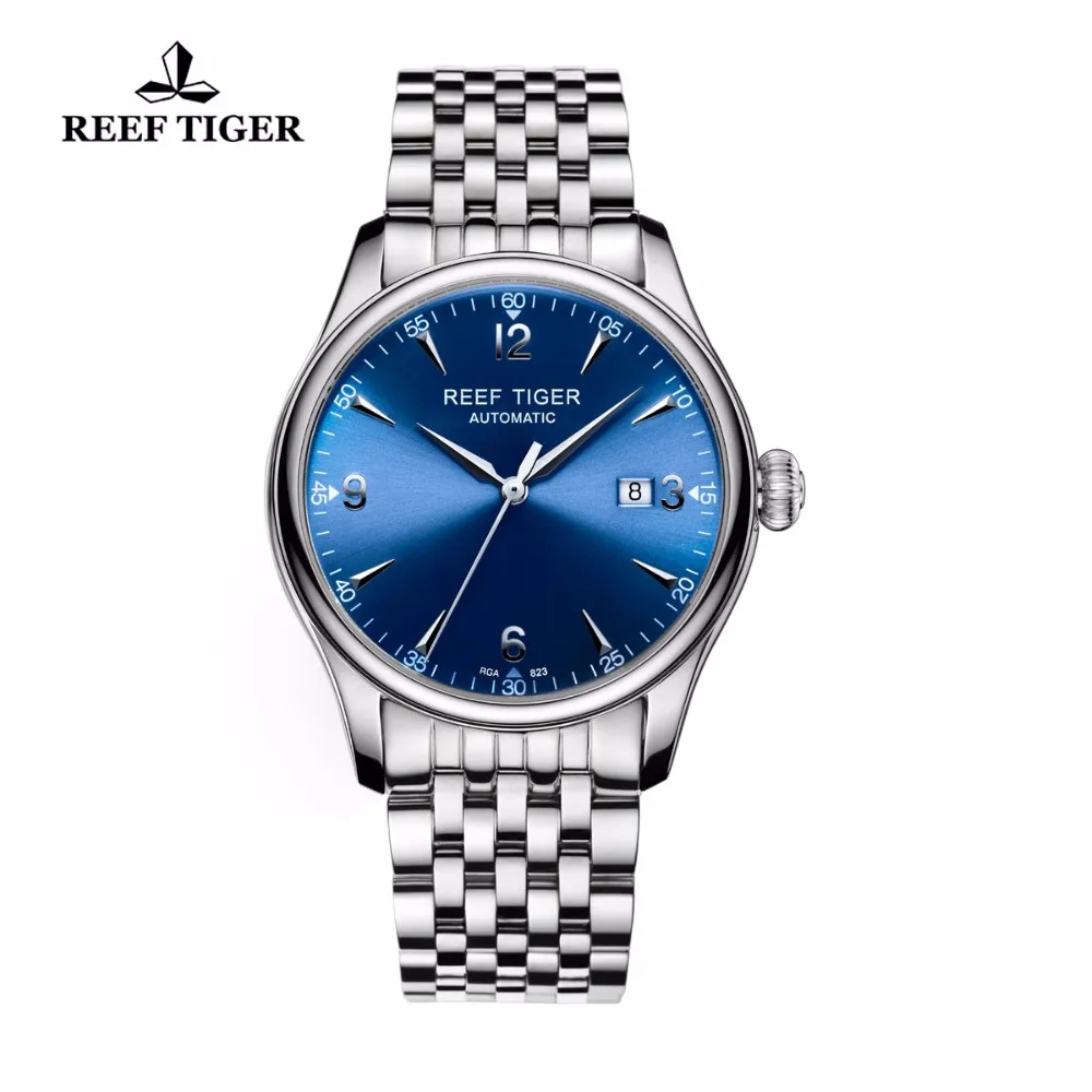 Reef Tiger/RT Brand Designer Casual Watches Reloj Hombre Stainless Steel Blue Dial Automatic Waterproof Business Watch for Men
Reef Tiger/RT Brand Designer Casual Watches Reloj Hombre Stainless Steel Blue Dial Automatic Waterproof Business Watch for Men