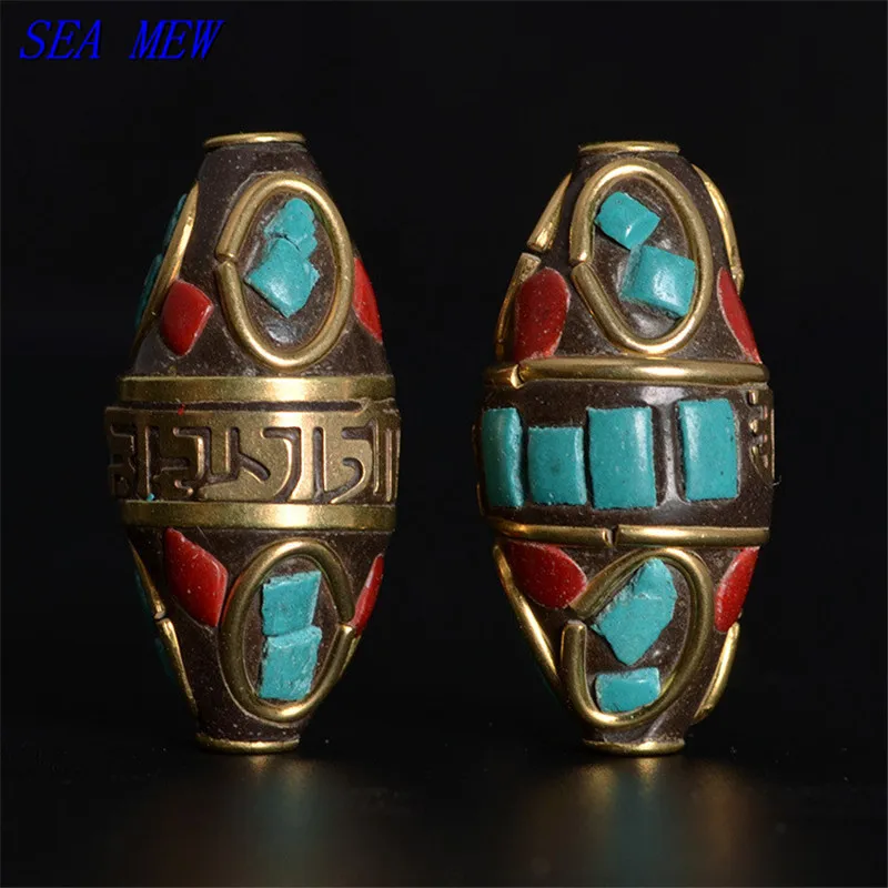 SEA MEW 1 PCS 12*27mm Nepal Metal Brass Inlay Barrel Beads Oval Spacer Beads Hole Bead For Jewelry Making
SEA MEW 1 PCS 12*27mm Nepal Metal Brass Inlay Barrel Beads Oval Spacer Beads Hole Bead For Jewelry Making