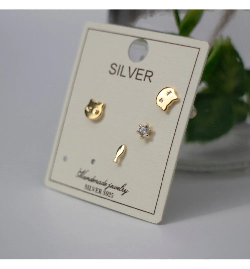 925 sterling silver earrings combination cat fish with zircon stud earrings cute mini sweet wild female girl silver ear jewelry
925 sterling silver earrings combination cat fish with zircon stud earrings cute mini sweet wild female girl silver ear jewelry